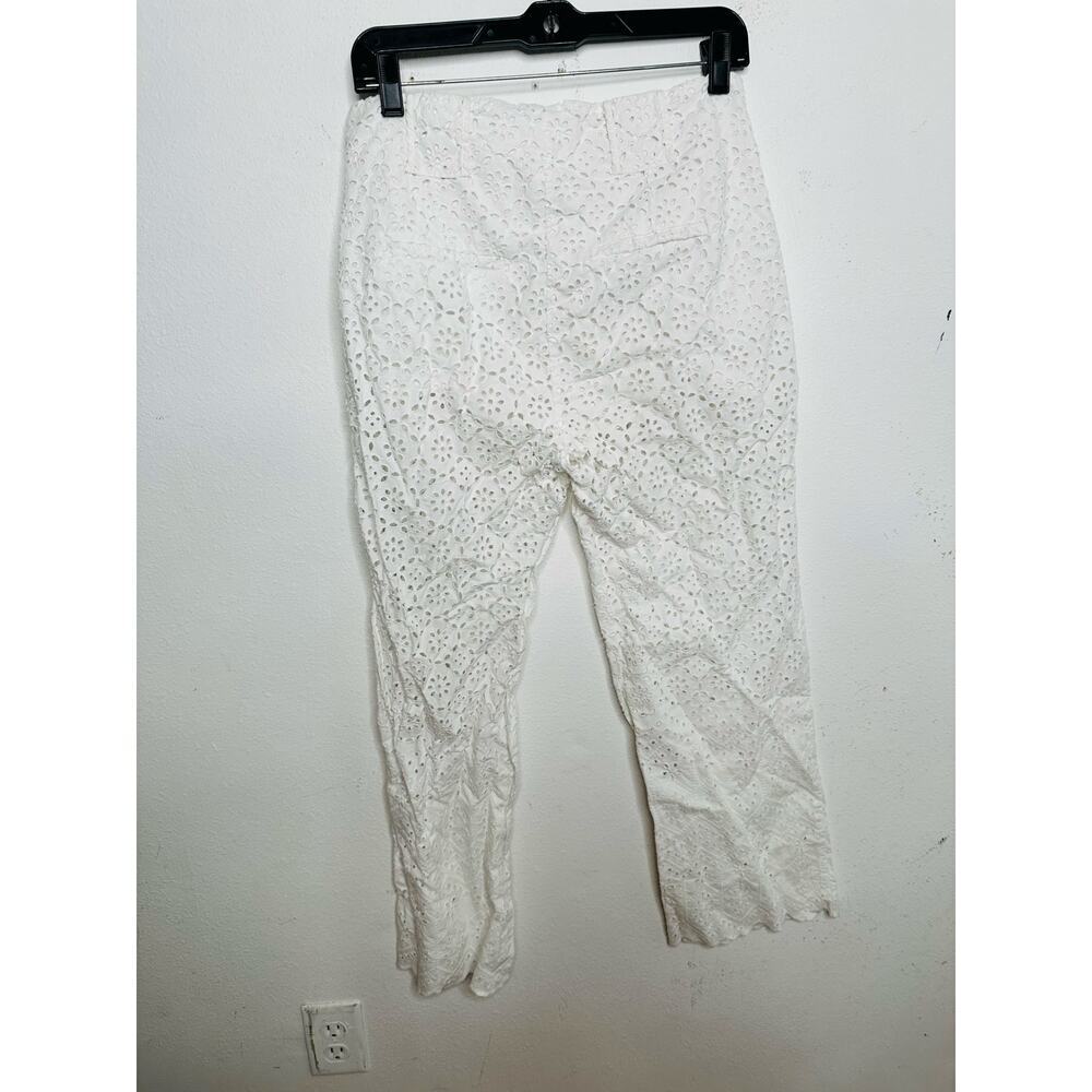 VERONICA BEARD White 100% Cotton Lace Eyelet Scalloped Cuff Riggs Pants Size 8 - Picture 9 of 14